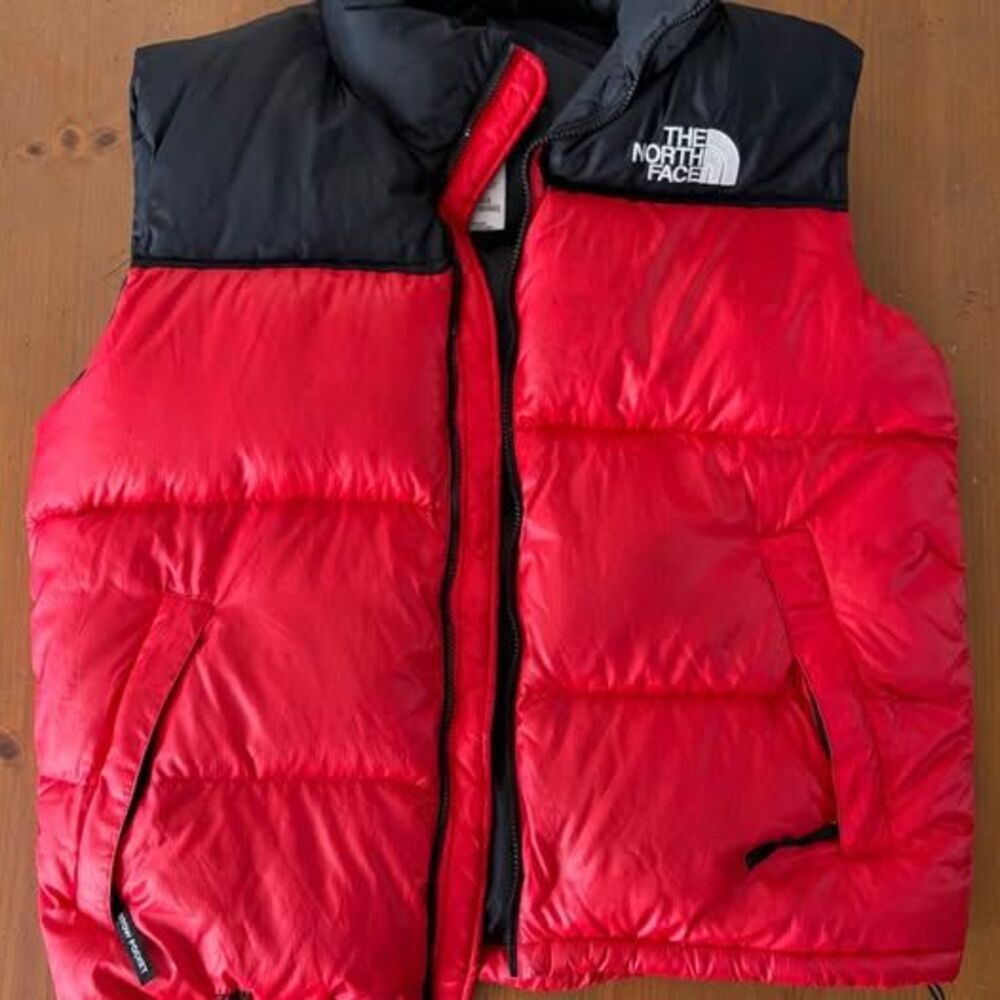 The North Face Men's Large Nuptse Puffer Vest Red Black